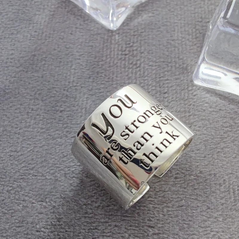 

Hip Hop Letter Wide Rim Ring Women's Vintage Fashion INS Small Retro Design Open Ring High Sense