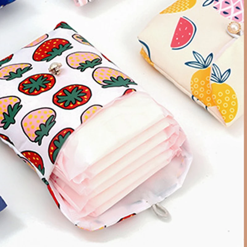 

Portable Women Cosmetic Organizer Sanitary Napkin Storage Bag Girls Ladies Cute Coin Card Sanitary Pad Pouch Small Cosmetic Bag