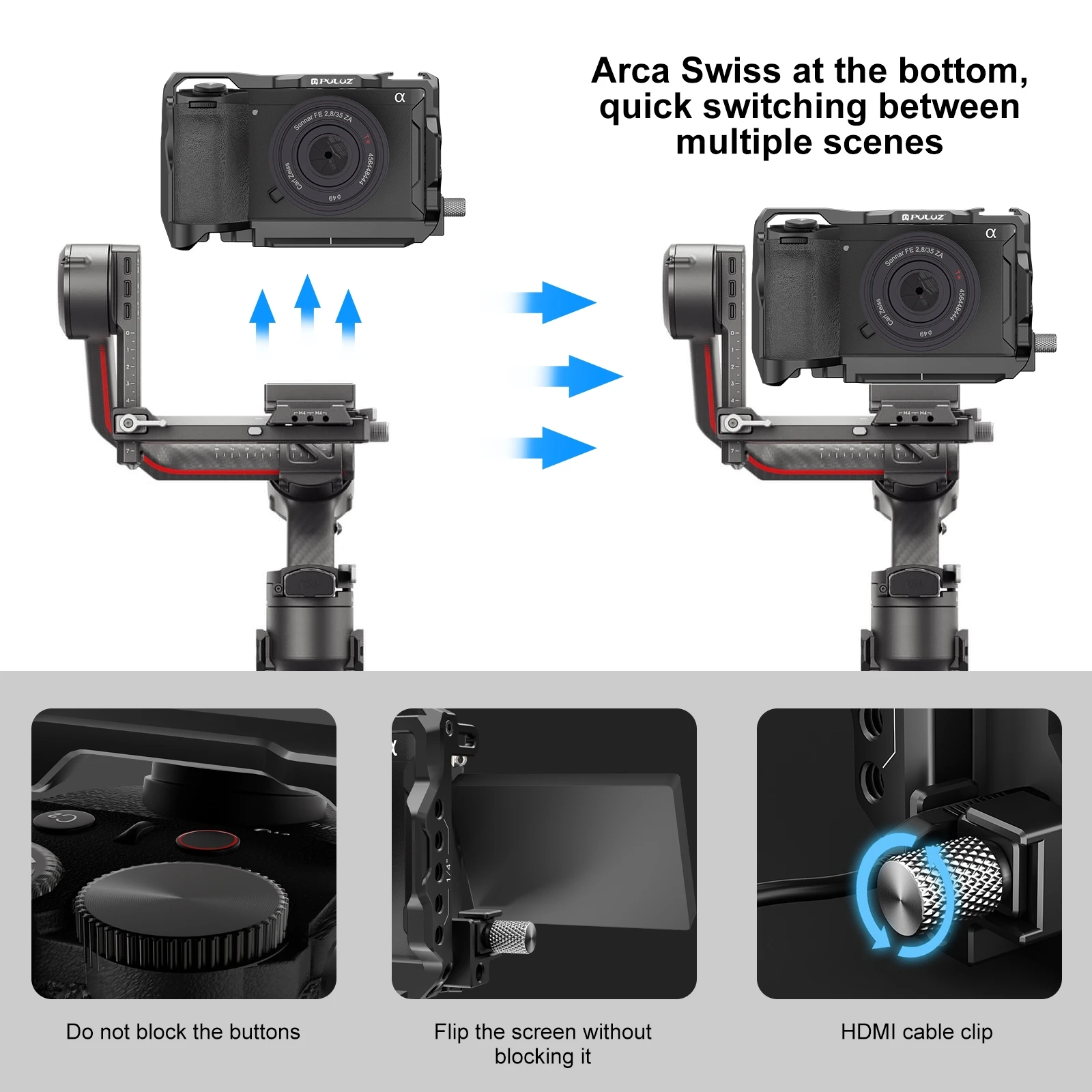 Фото Металлический стабилизирующий кейдж-стедибокс PULUZ для камеры Sony A6700 №5