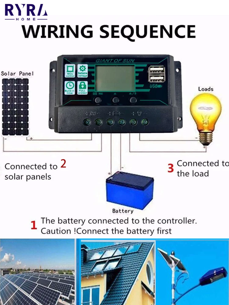 

12V/24V 100A Solar Charge Controller Solar Panel Controller Green Adjustable LCD Display Solar Panel Battery Regulator USB Port
