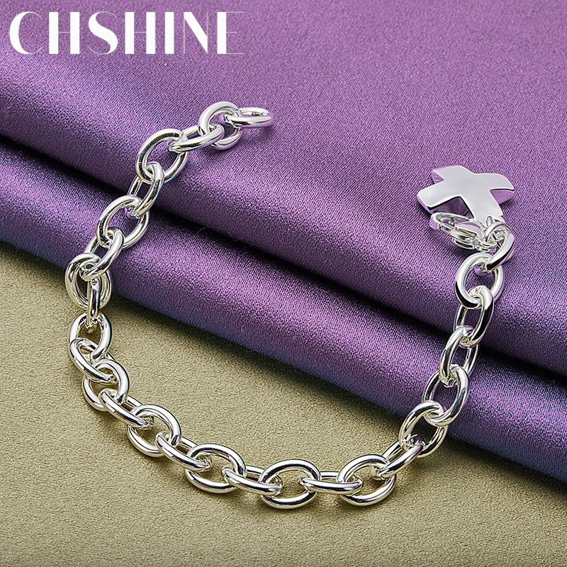 

CHSHINE 925 Sterling Silver Cross Bracelet For Women Charm Fine Jewelry