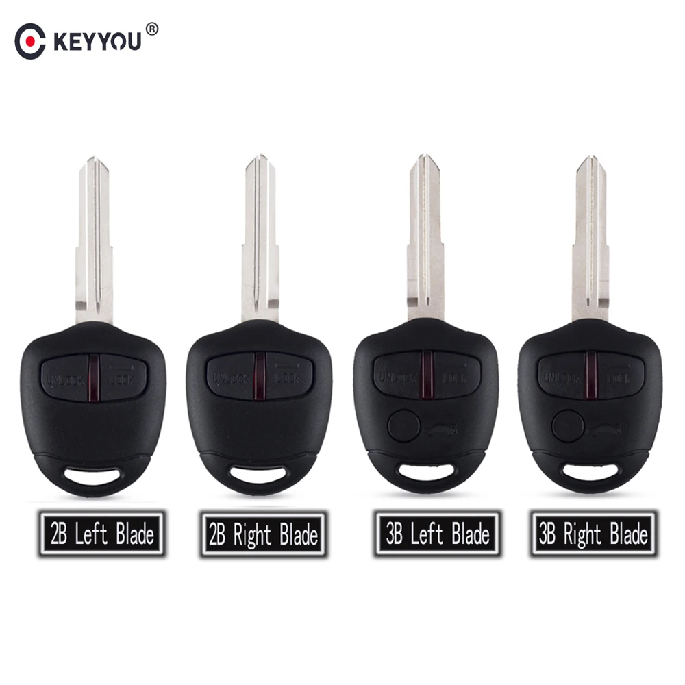 KEYYOU 10pcs Remote Car Key Shell for Mitsubishi Lancer Outlander Grandis Case 2/3 Button Right/Left MIT11/MIT8 Uncut Blade | Автомобили и