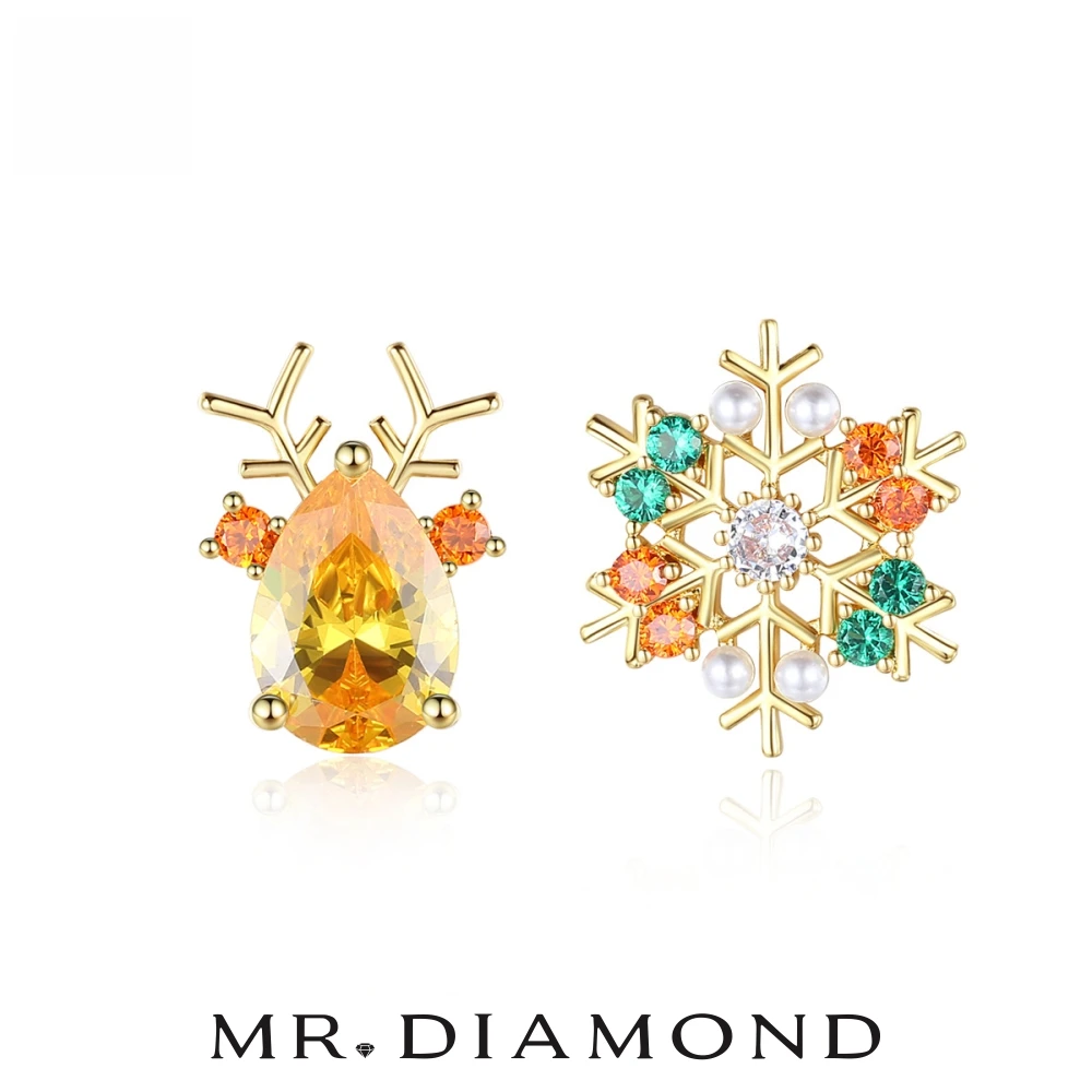 

2022New Product Design Female925silver 18k Gold Plating Earstud Sno wflake Waterdrop Ear Act the role ofing FashionChristmasGift