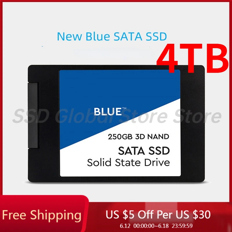 

Portable 100% Original Blue SSD 4TB Internal Solid State Disque 1TB 2TB 3D NAND SATA3 2.5" SSD For Laptop NoteBook PC ps4 ps5
