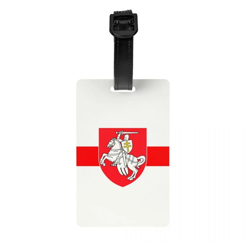 

Belarus White Knight Pagonya flag luggage tag for suitcases Belarusian pride privacy cover name ID card