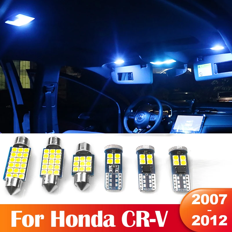 

For Honda CRV CR V 2007 2008 2009 2010 2011 2012 Canbus 8pcs Car LED Interior Dome Lights License Plate Trunk Light Accessories