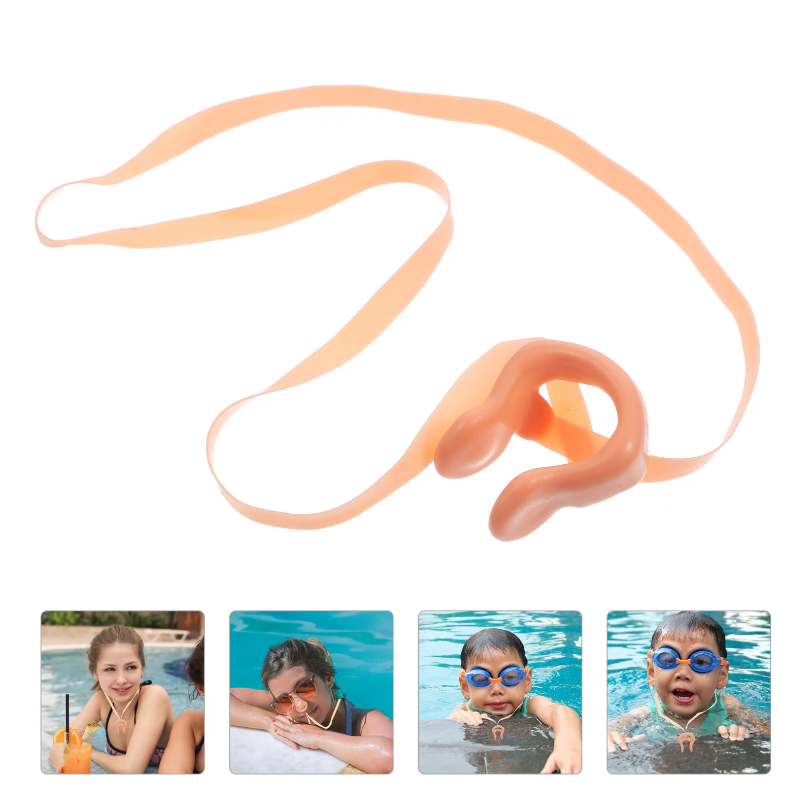 

6pcs Silicone Swimming Nose Clip with Strap Nose Protection Swimming Accessory for Kids and Adult