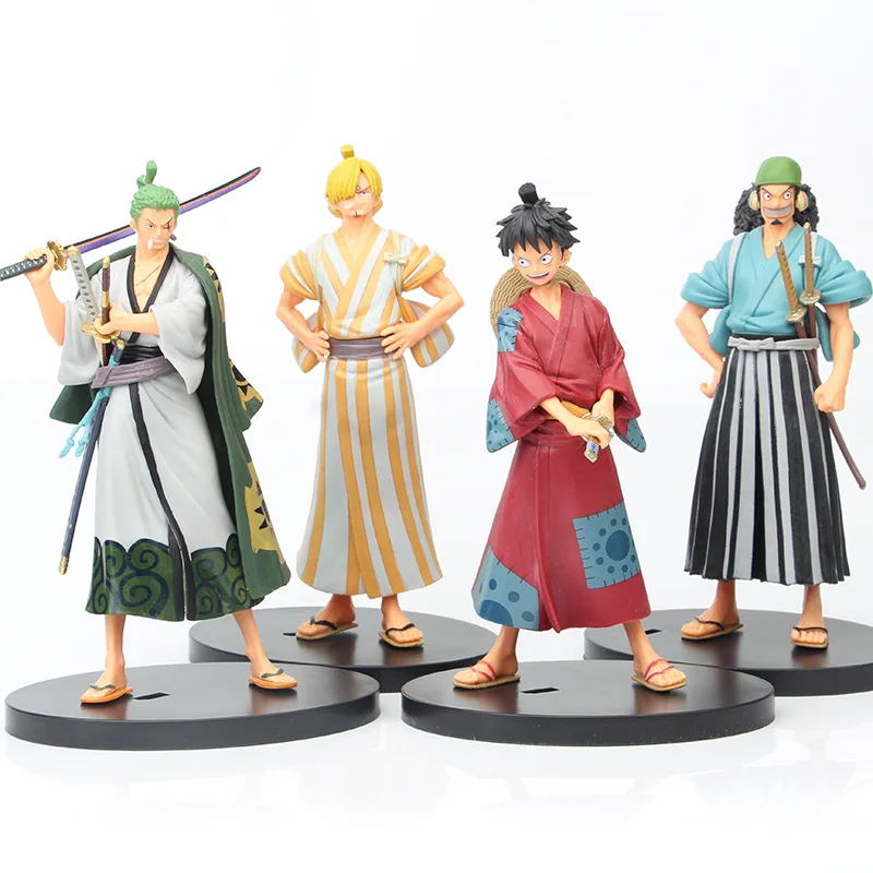 

Игрушечная фигурка Luffy Zoro Sanji Usopp из одной части, соломенная шляпа, пиратский воин с мечом, аниме Модели кукол, 17 см