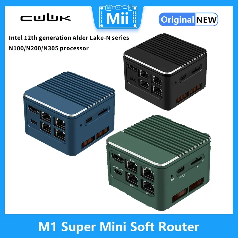 CWWK M1 Super Mini Soft Router 12-го поколения Alder Lake i3 N200 4xIntel 2.5G LAN Брандмауэр Компьютер Type-C Proxmox