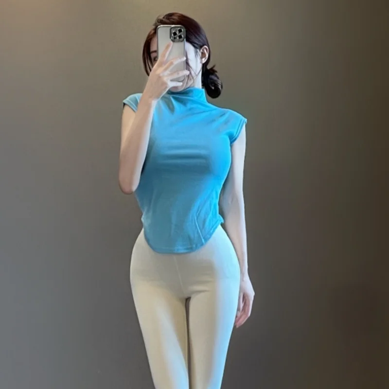 

Blue WOMENGAGA Summer Sweet Kroean Women Tees High Street Fashion Women T Shirt Thin Slim Elegant Women Tops 2023 81R1