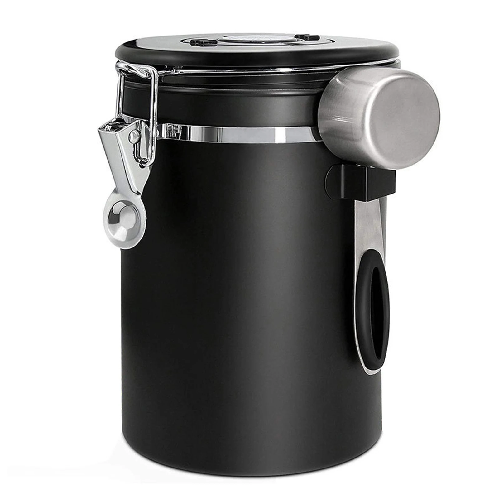 

1800ml Moisture Proof Keep Fresh With Spoon Built In Exhaust Valve Airtight Coffee Bean Storage Jar Stainless Steel Universal