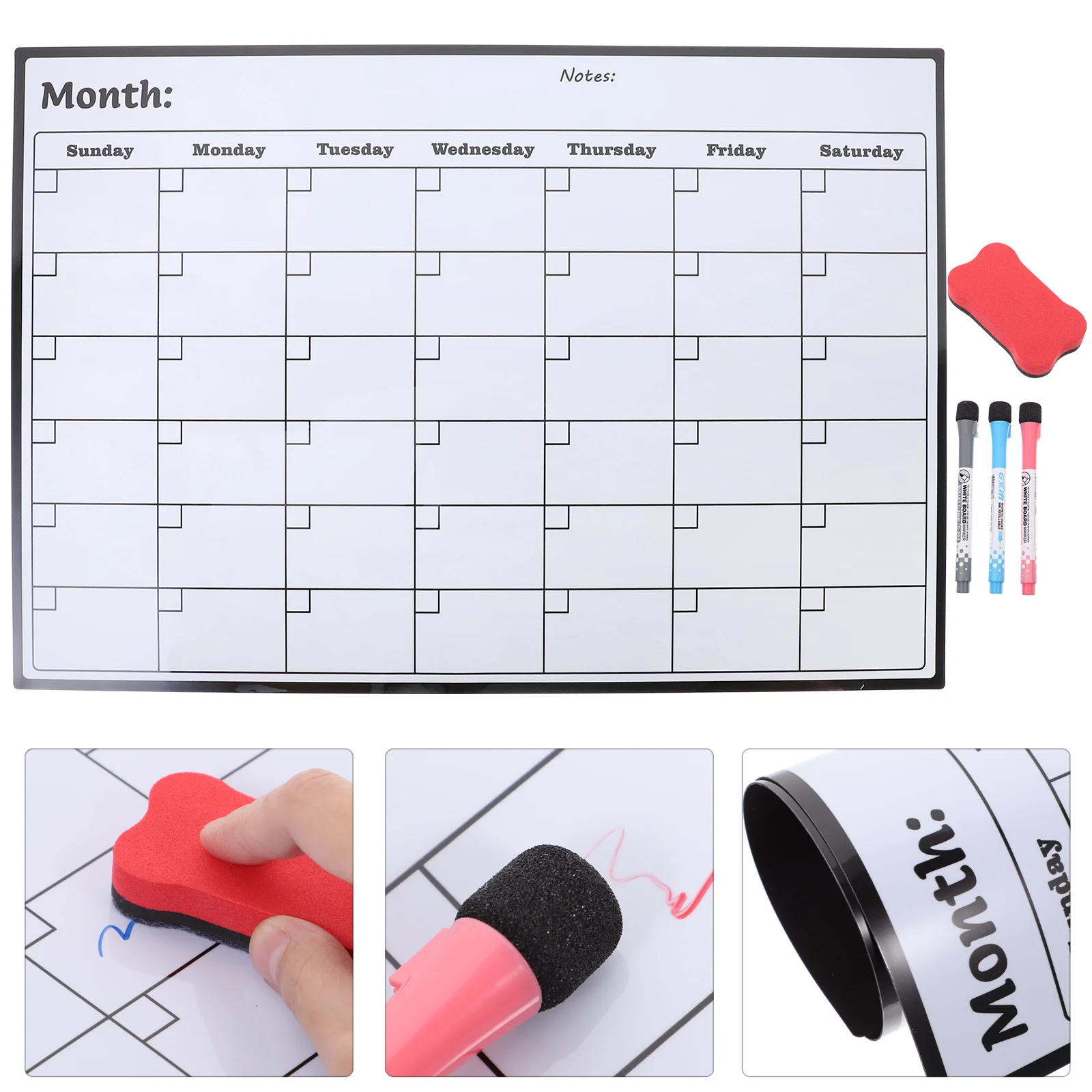 

Magnetic Fridge Whiteboard Calendar Dry Erase Monthly Planning Calendar