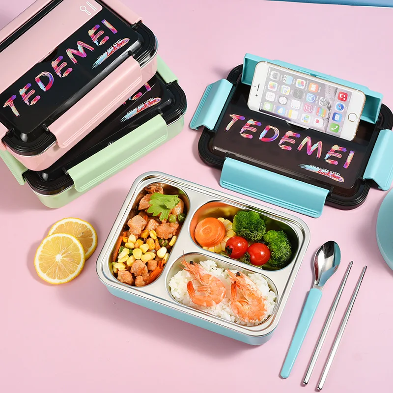 

Stainless Steel Compartment Insulation Lunch Box Square Sealed Lunch Box Water Injection Insulation Student Lunch Box