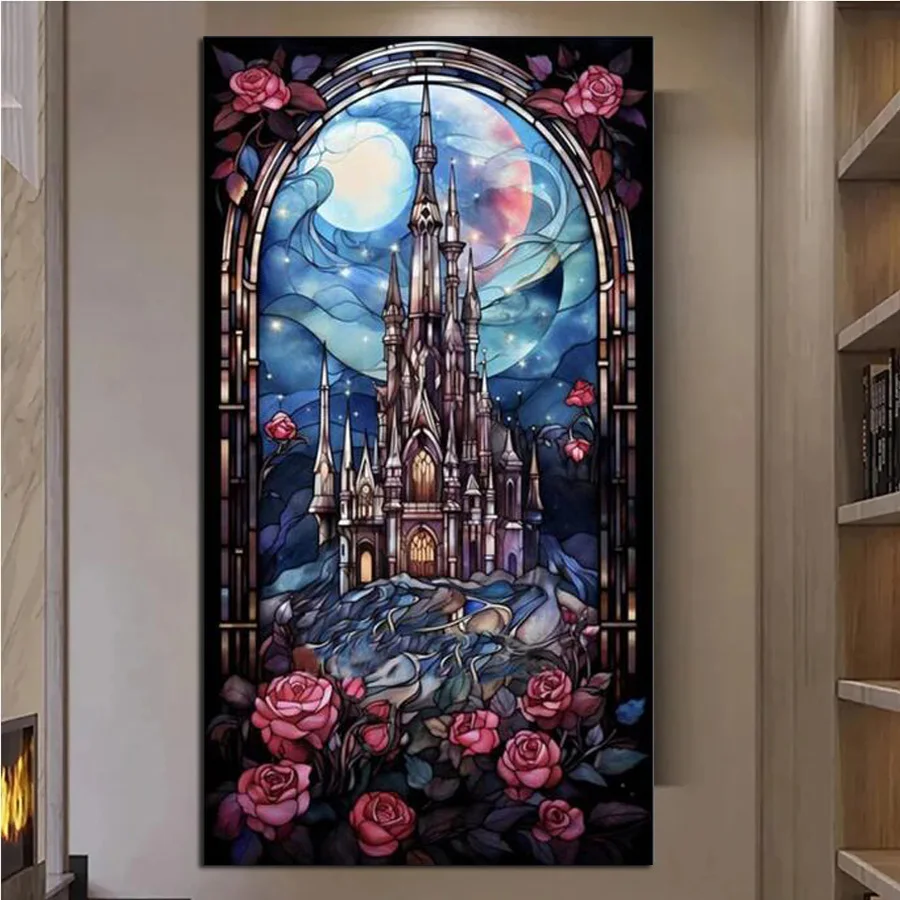 

Новая алмазная живопись из цветного стекла большого размера, полноразмерная мозаичная вышивка, искусственная Роза, фотография, Настенный декор AA4788