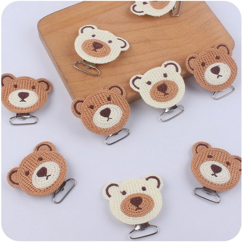 

Cartoon Bear-Head Pacifier Clips DIY Baby Pacifier Clips Grasping Toy Suspender Clips for Teething Baby Toddler