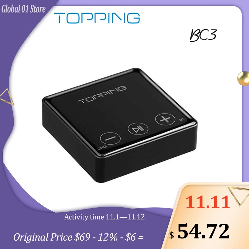 

TOPPING BC3 ES9018Q2C DAC Hi-Res Audio Wireless Bluetooth Receiver LDAC 24Bit 96KHz With Headphone OPT Line Output