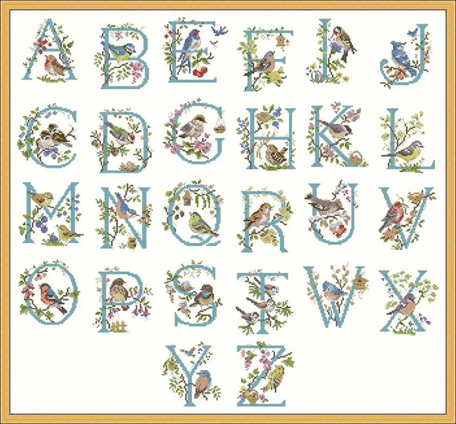 

NN YIXIAO Counted Cross Stitch Kit Cross stitch RS cotton with cross stitch lbp-flower and bird letter abc-69-64