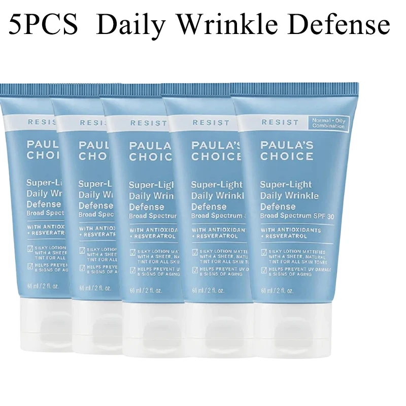 

5pcs Paulas Choice RESIST Super-Light Daily Wrinkle Defense SPF 30 Tinted Face Moisturizer Sunscreen Suitable for Oily Skin