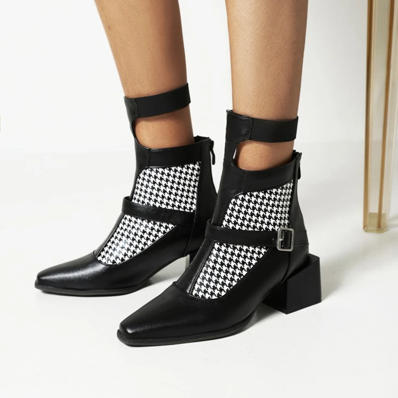 Женские ботильоны в британском стиле мотоциклетные ботинки на высоком каблуке