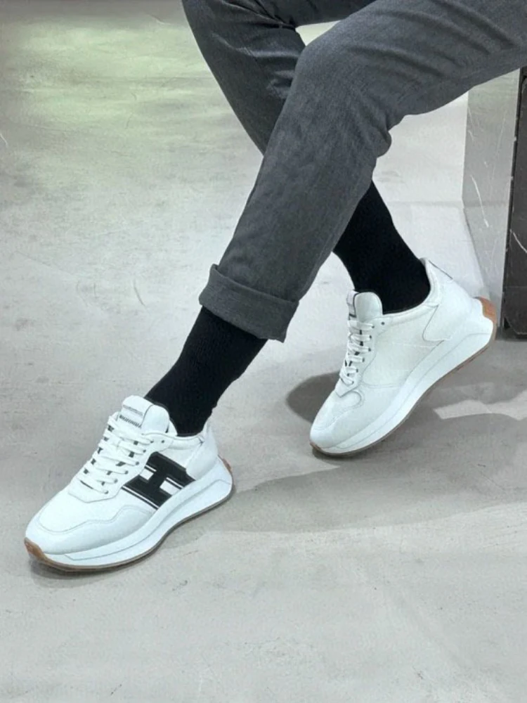 platform shoes dad shoes small white shoes women's 2023 new leather lace-up versatile and breathable casual sneakers women flats