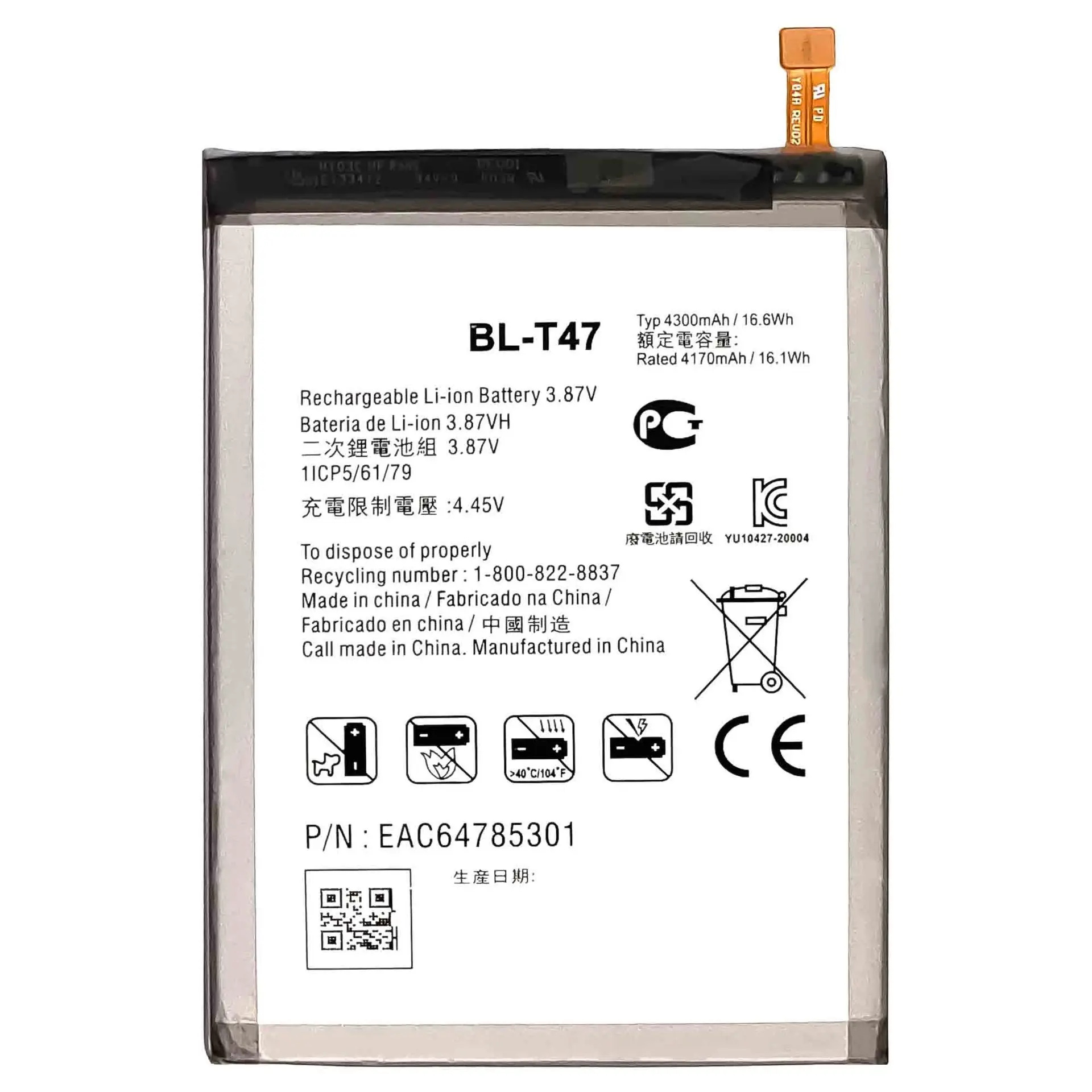 BL-T47 T47 Battery for LG Velvet LMG900TM Velvet 5G G9 Repair Part Original Capacity Mobile Phone Batteries Bateria