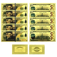 10pcs 2022 new american science fiction film 24k gold plated 100 gold foil banknotes collection commemorative holiday gifts
