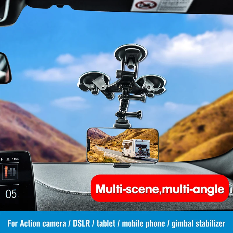 

Multifunction Car Holder for Smart Phone GoPro Insta360 DJI Sports Camera Shooting Bracket Big Three-legged Sucker Holder