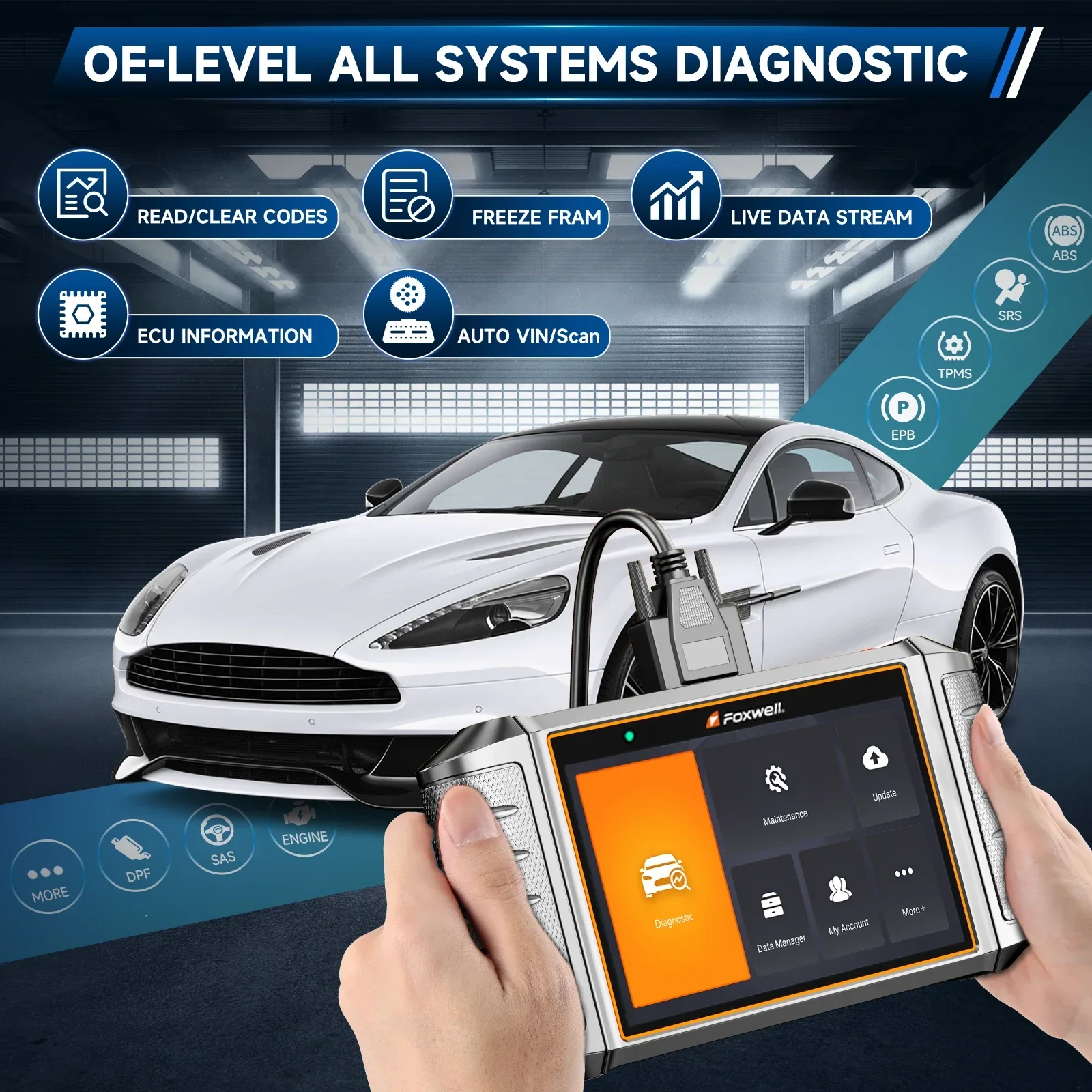 FOXWELL NT710 OBD2 Автомобильные диагностические инструменты Двунаправленный тест IMMO A/F