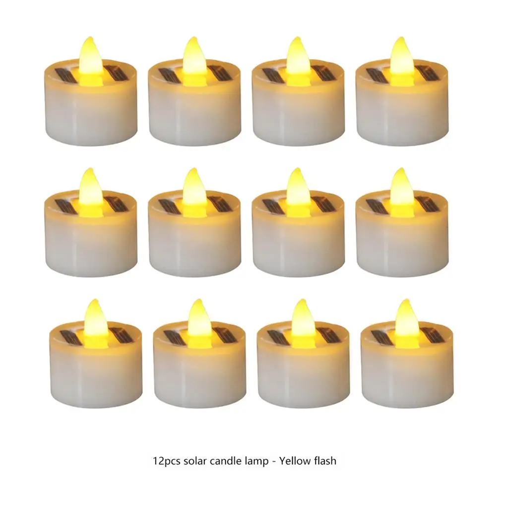 

12 Pcs Solar Lamp Rotary Switch Party Supplies Tea Wax Lights Candle Light