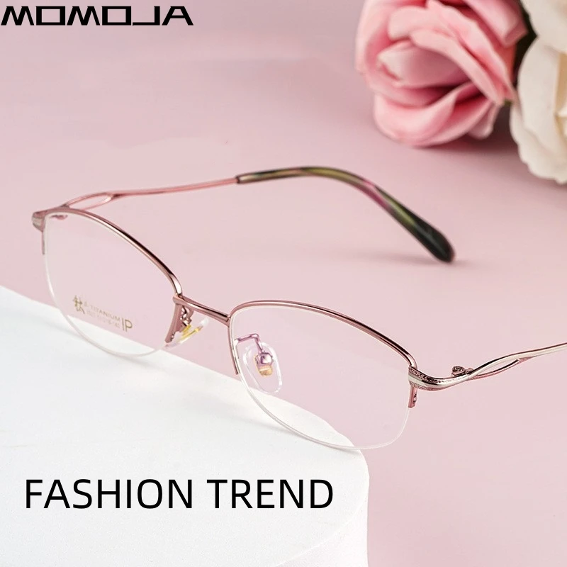 

MOMOJA New Fashion Eyewear Retro Ultra Light Oval Alloy Myopia Eyeglasses Optical Prescription Glasses Frame For Women 3523X