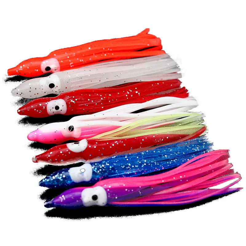 Funadaiko Luminous Squid Skirts Soft Lure pesca 50mm/75mm/100mm silicone bait Octopus Glow Rubber Artificial Bait squid jig