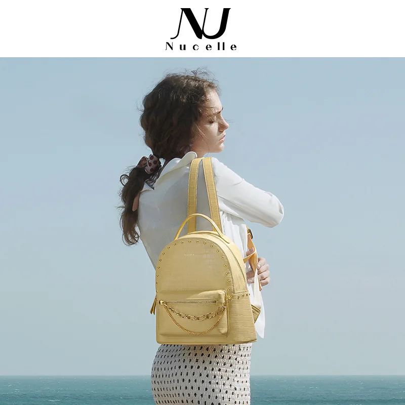 backpacks for women   2021 new fashion versatile simple backpack, rivet chain, crocodile Backpack