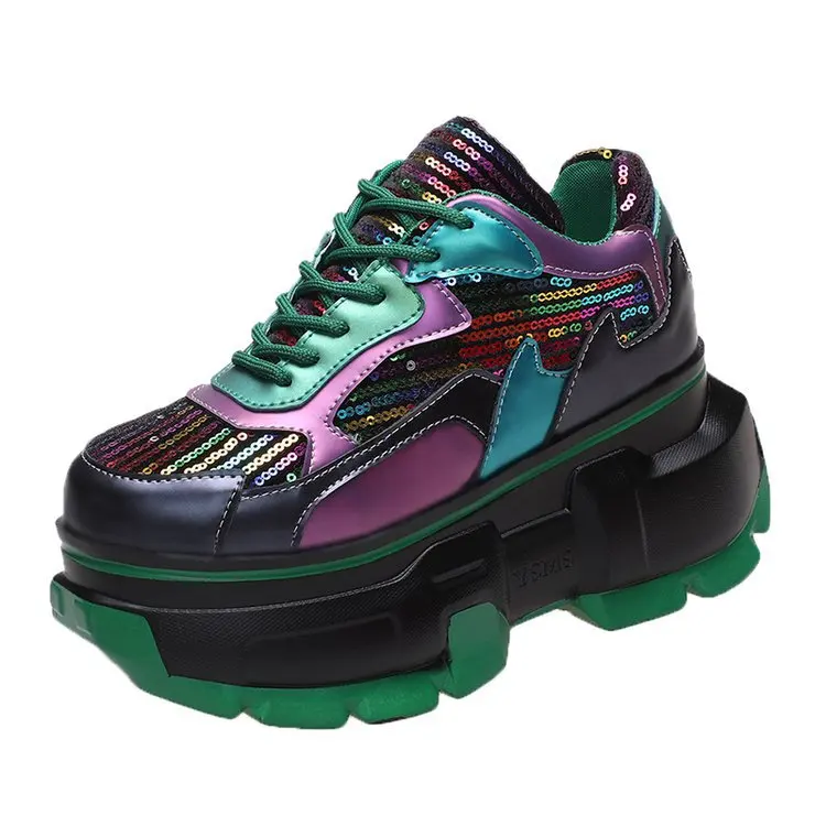 

Bling Sneakers Women Chunky Shoes 2022 Designer Casual Ladies Shoes Breathable Leather Platform Sneakers Woman Zapatillas Mujer