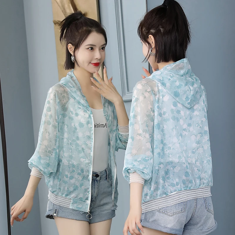 

Куртка-бомбер женская летняя с капюшоном и длинным рукавом, 2022