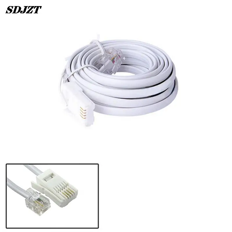 New 4.5m RJ11 to BT Cable Lead Modem FAX Telephone Plug BT Socket 4 Pin Straight