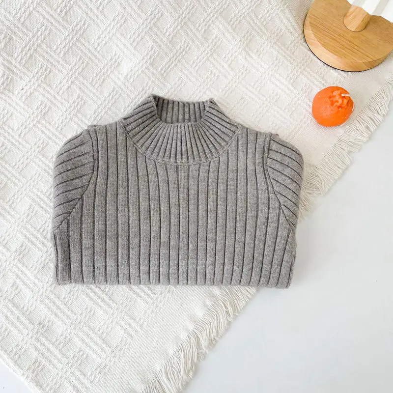 

Kids Long Sleeve Top 2022 Autumn Children's Sweaters for Boys and Girls Half High Collar Knitted Undercoat Middle and Little