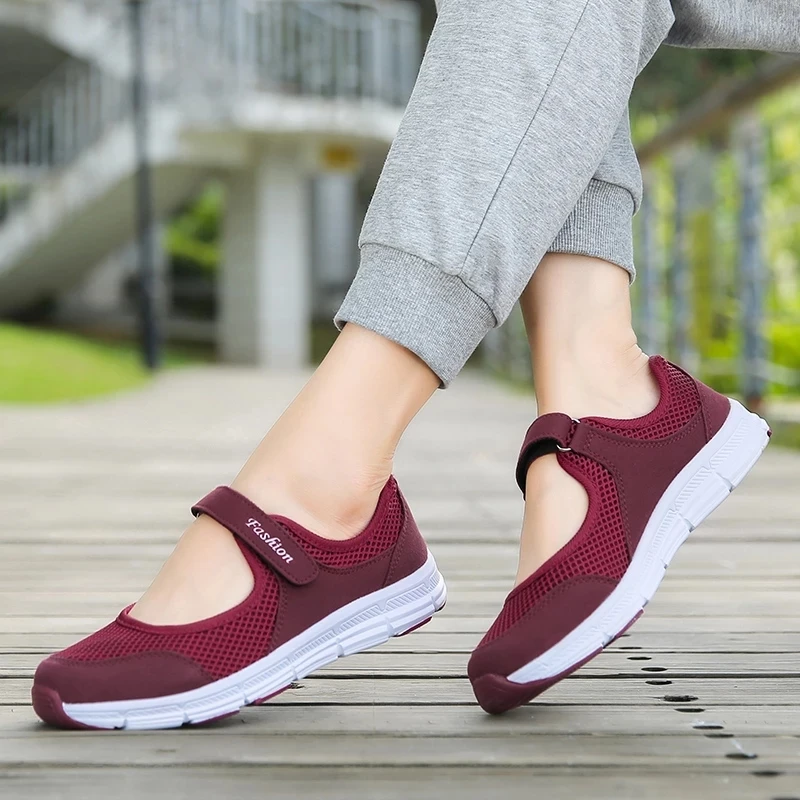 

New Women Sneakers Healthy Walking Mary Jane Shoe Summer Breathable Sporty Mesh Sport Running Mother Gift Light Flats 35-42 Size