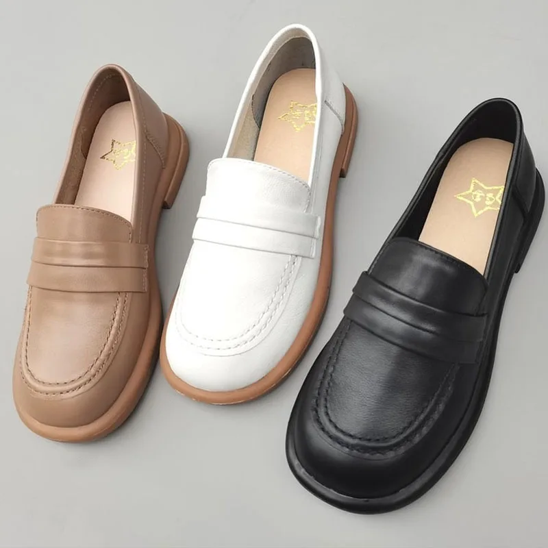 Women's Flat Shoes Slip-on Woman Flats 100% Genuine Leather Oxford Shoes Female Sneakers Spring mary jane Shoes