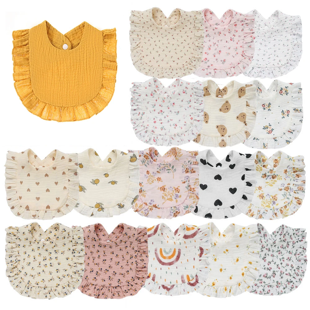 

Baby Feeding Drool Bib Floral Infants Saliva Towel Korean Style Ruffle Soft Cotton Burp Cloth For Newborn Toddler Kids Bibs New