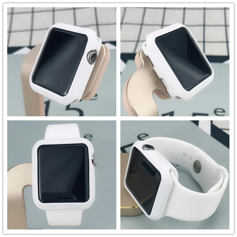 Силиконовый чехол для Apple Watch Series 7 6 SE 5 4 3 2 защитная задняя крышка из ТПУ iWatch Edition 45
