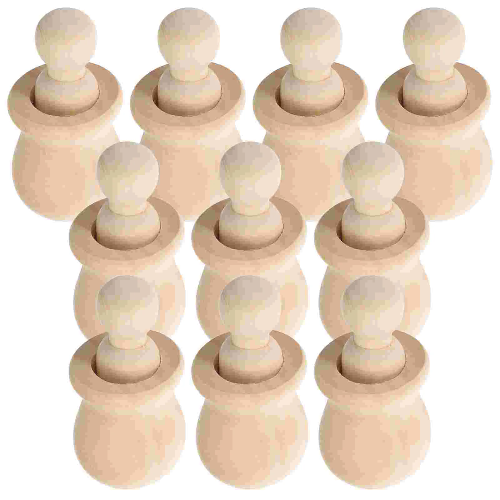 

10 Set of Wooden Unfinished Peg Dolls Wooden Ornaments Wood People DIY Painting Figures for Craft