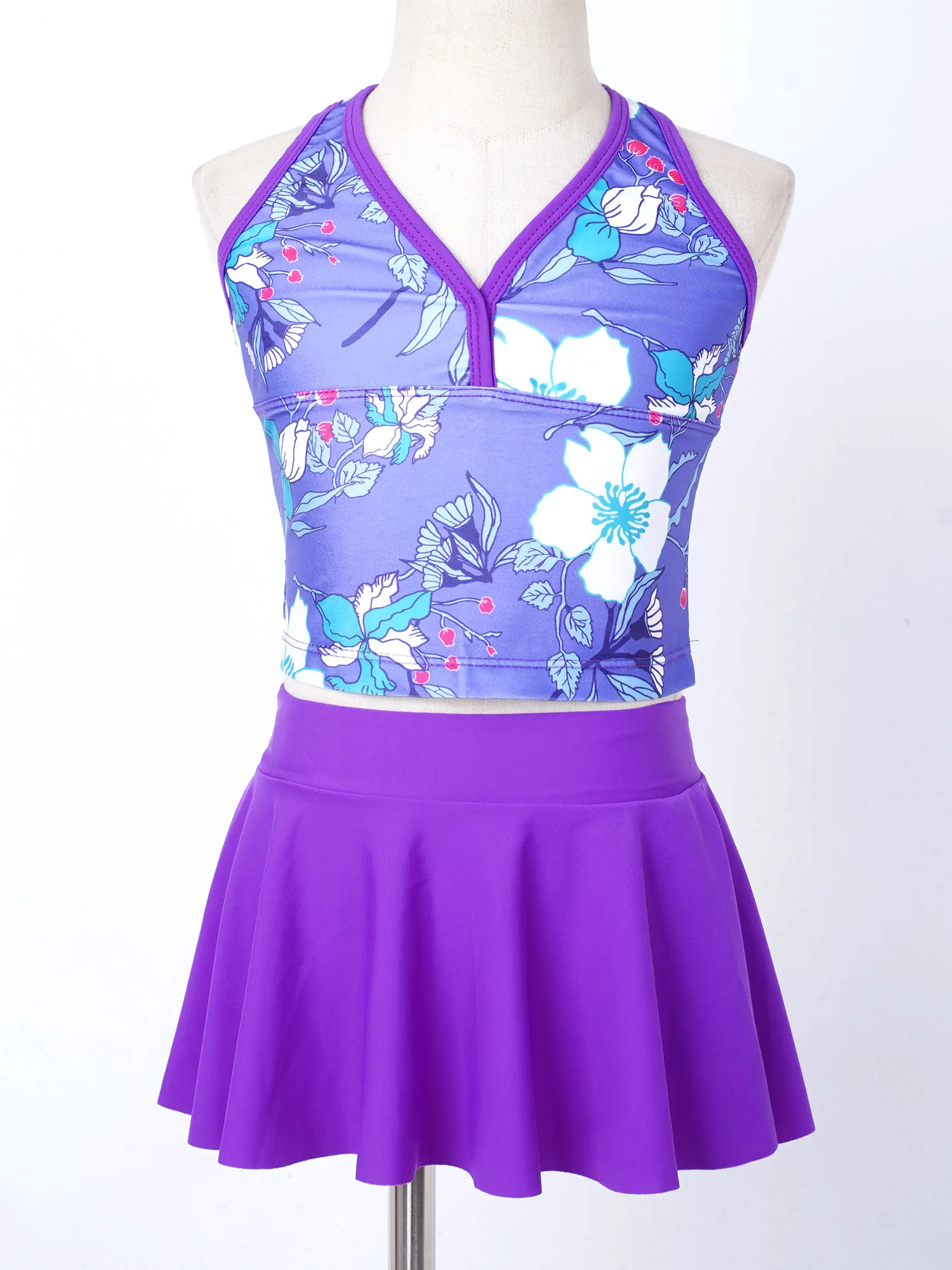 Children Bathing Set Summer Kids Girls Swimsuit Beachwear Tankini Digital Printed Top+Briefs Skirt Clothes Teens Swimwear Outfit