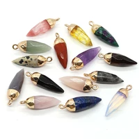 natural stone charms amethyst agate lapis lazuli bullet shape pendants jewelry making diy earrings necklace rose quartz charms