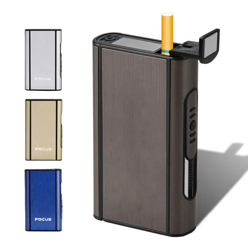 

EVIL SMOKING 1 PCS Ejection Holder Portable Automatic Cigarette Case Windproof Aluminium Alloy Metal Box Smoke Boxes