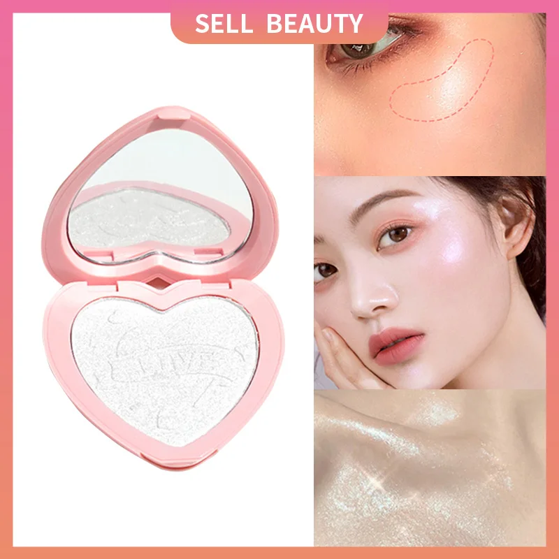 

No Logo Flash Facial Highlights Pearl Glitter Pink Powder Blusher Bronzer Makeup Palettes Body Glitter Fairy Powder Makeup