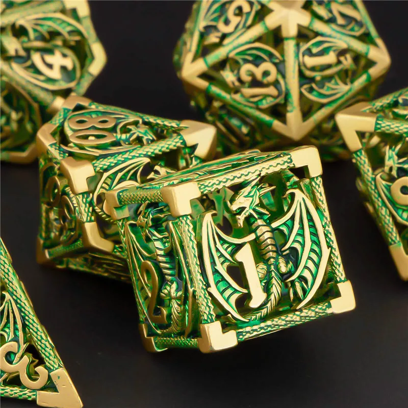 

KERWELLI DND Hollow Dice Set, Metal Dungeon and Dragon Dice Set, Polyhedra D&d Dice Set for RPG Role Playing Game