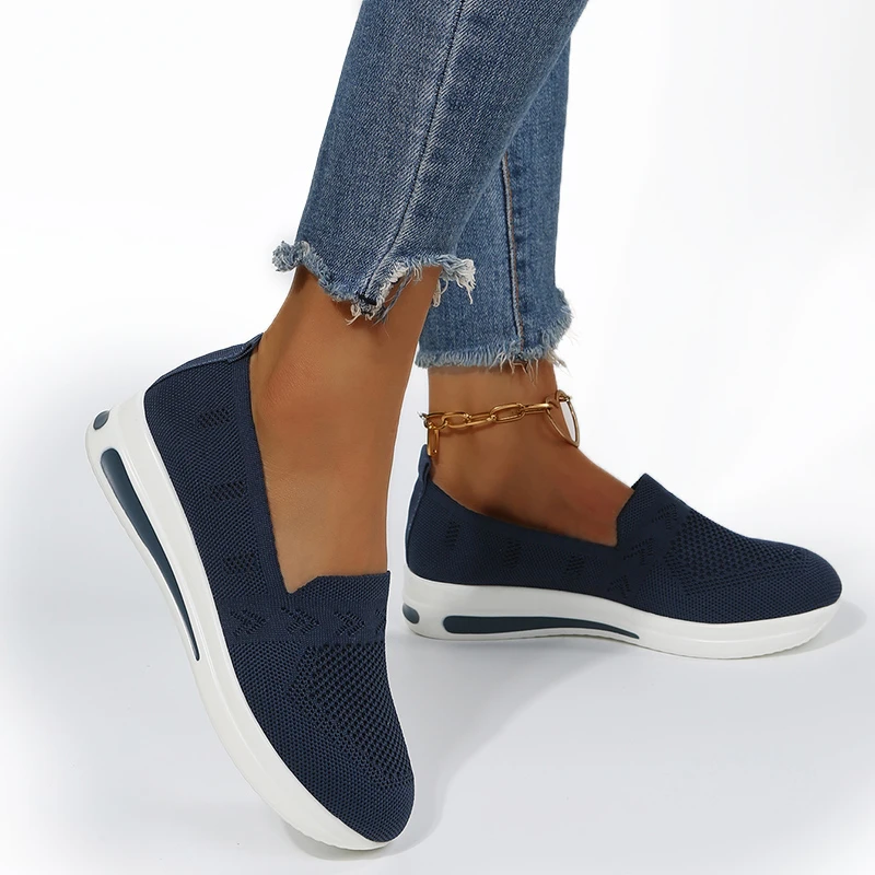 

Sneakers Women Flats Mesh Platform Casual Sneaker Size 43 Ladies Shoes Top Quality Fabric Designer Slip-On Tennis 2023 Summer