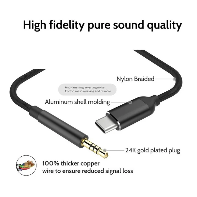 Аудиокабель Usb Type-C на 3 5 мм Aux адаптер для наушников и динамиков автомобильный