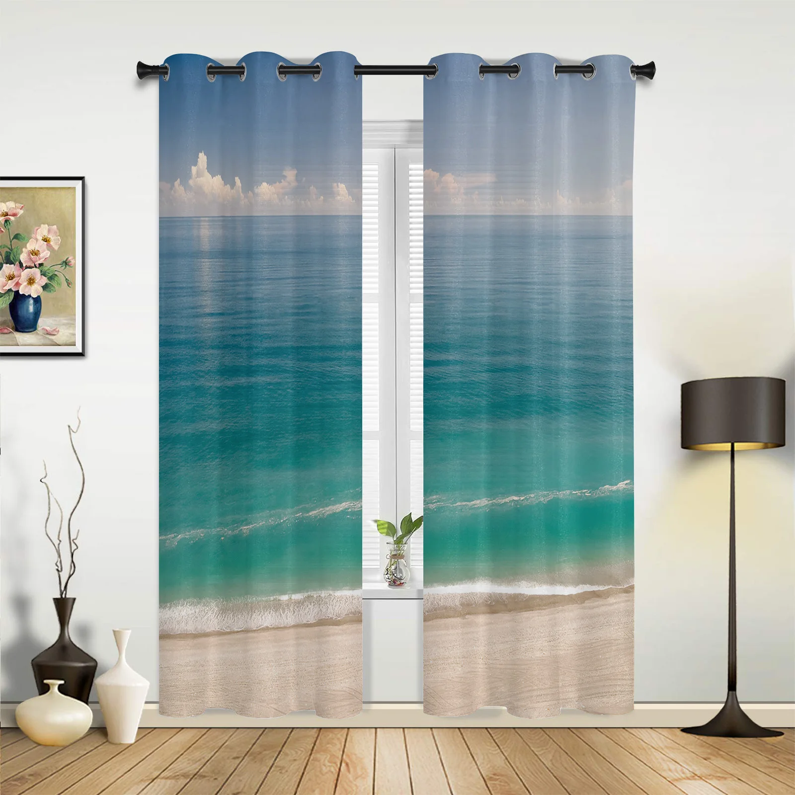 

Landscape Beach Sea Water Curtains for Bedroom Living Room Drapes Kitchen Children's Room Window Curtain Modern Home Decor