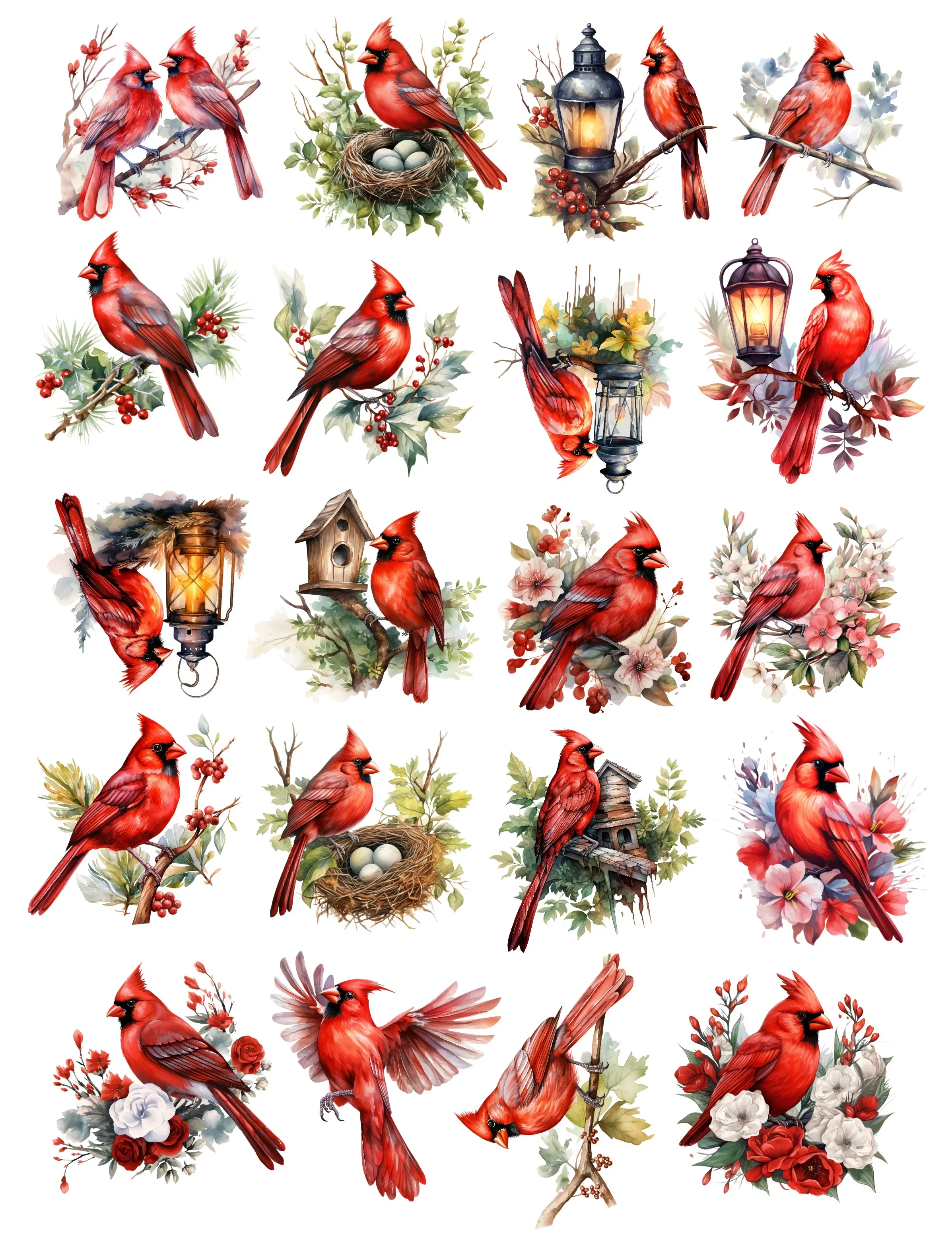 

Набор стикеров BLINGIRD Акварельные птицы зима 20 шт